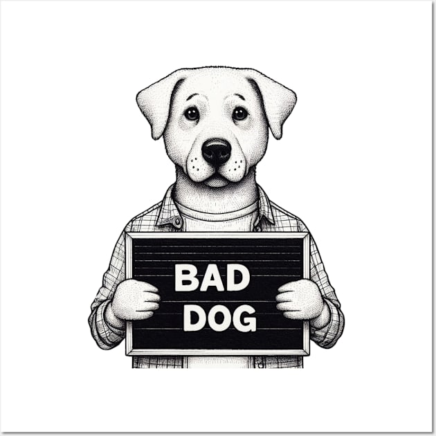 Illustrated Bad Dog Jail Mugshot Wall Art by Shawn's Domain